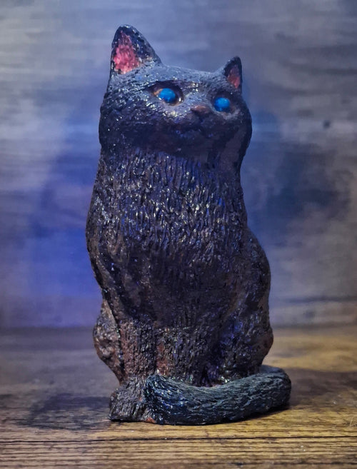 Brown 3D Sitting Cat Resin Figurine