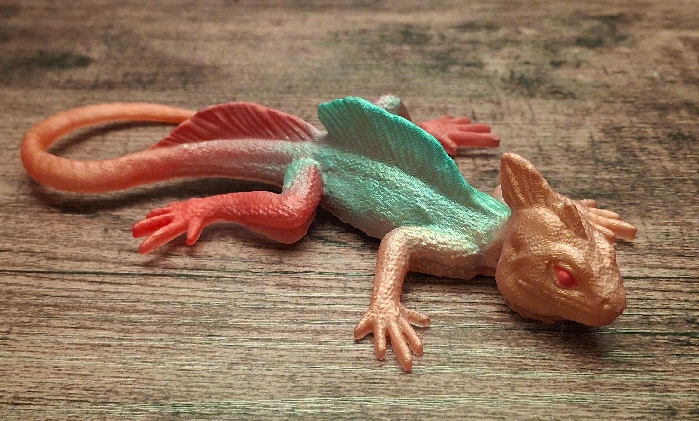 Gold, Pale Blue, Pink & Yellow Baby Lizard