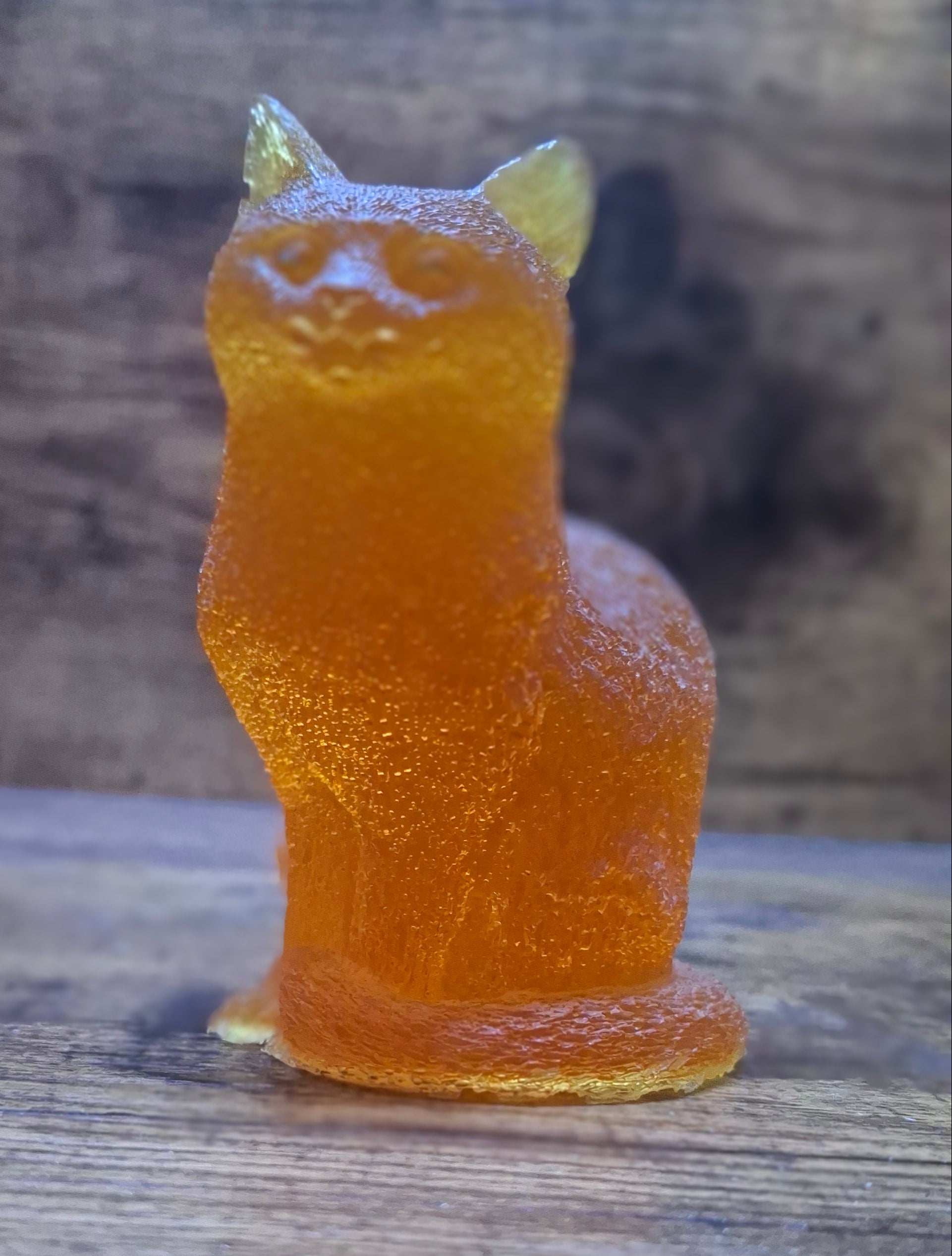 Yellow 3D Sitting Cat Resin Figurine