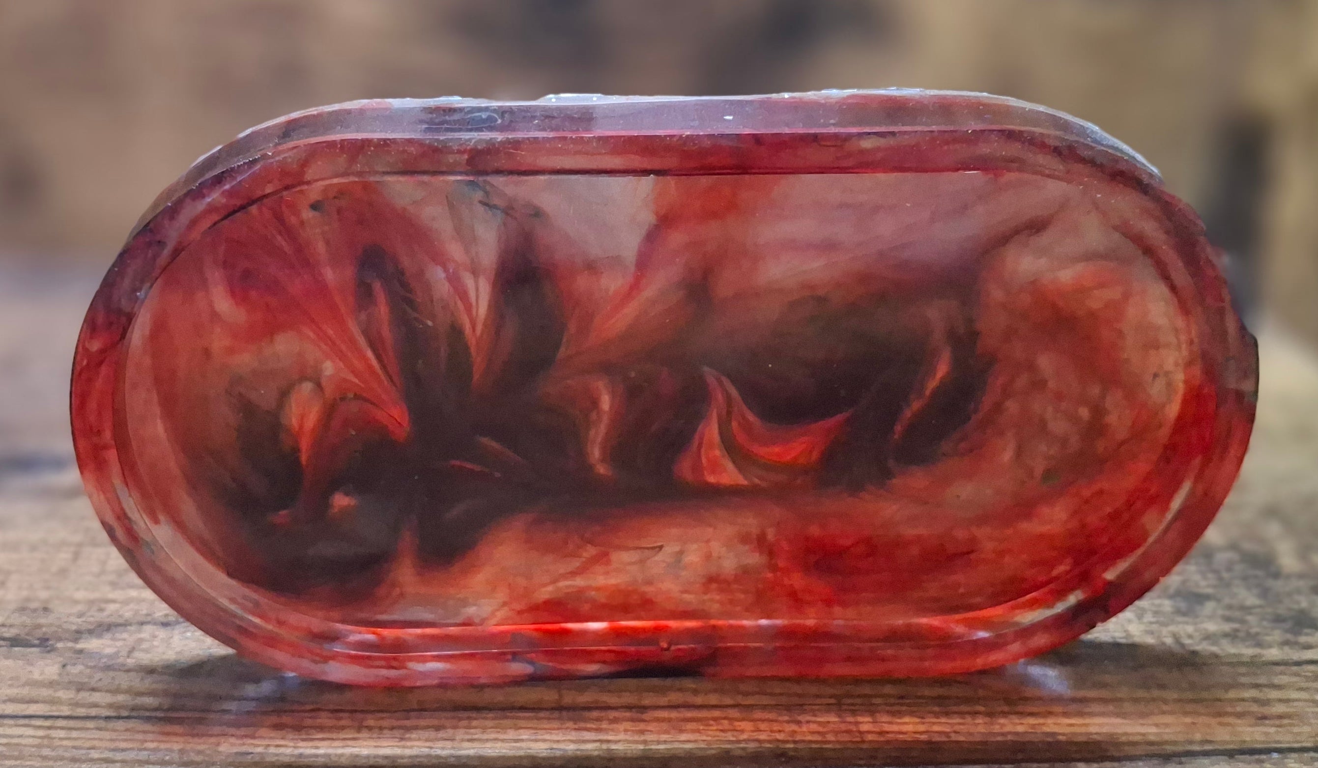 Orange & Black Swirl Oval Tray