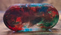 Dark Green, Red, Yellow & White Oval Tray