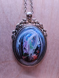 White Swirl Resin Necklace — Pink, Purple, Blue & Orange — Handmade Jewelry