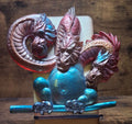 Green, Pink, Red & Gold Three-Headed Dragon