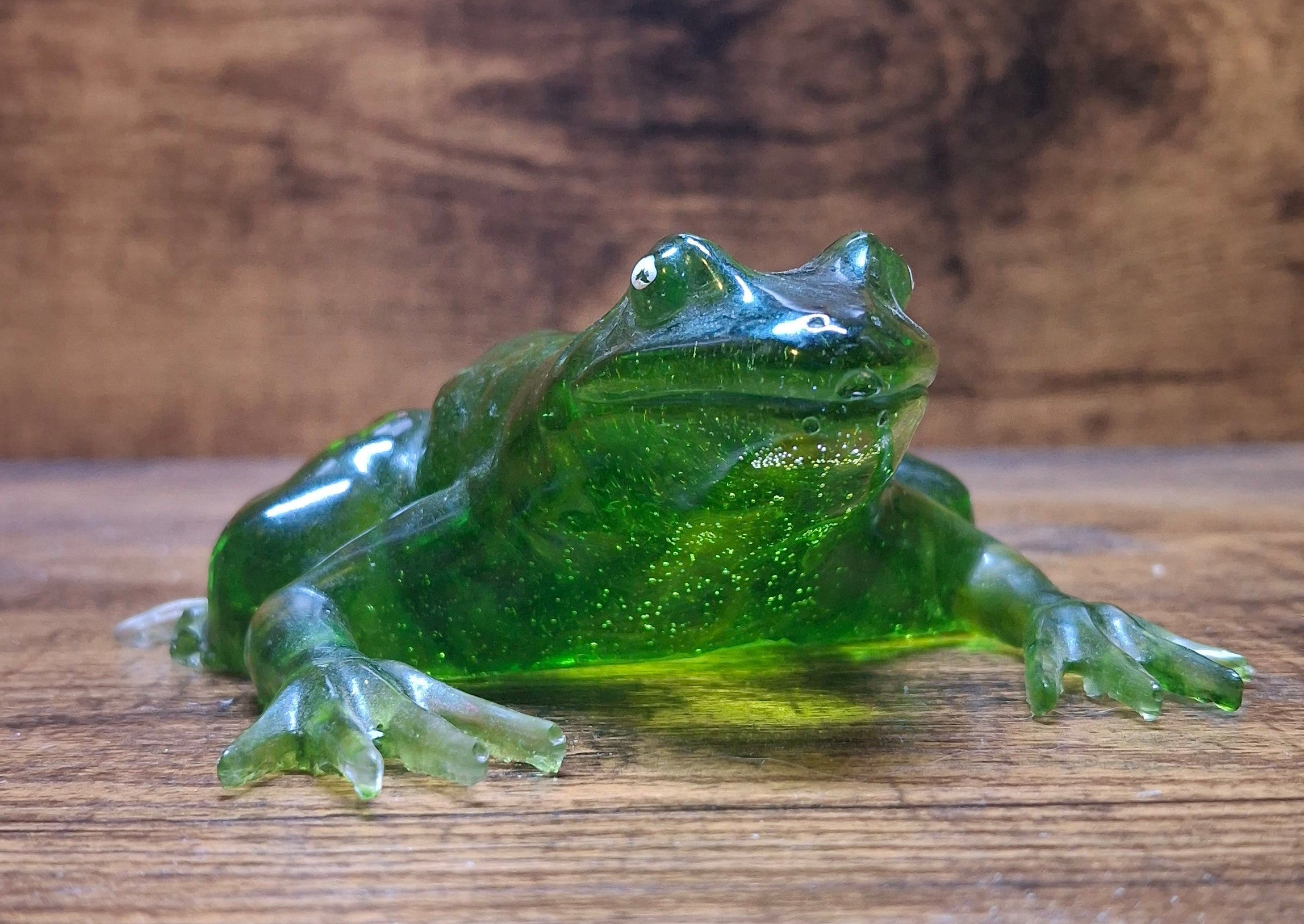 Clear Green Resin Frog Shelf Sitter Figurine