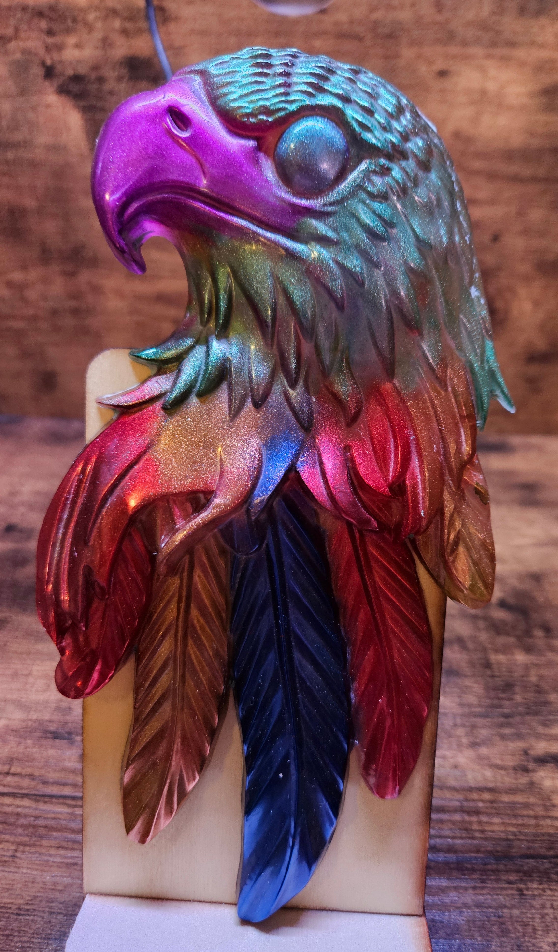 American Eagle Resin Wall Hanging — Red, Gold, Blue, Purple & Green