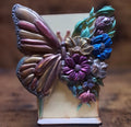Gold, Yellow, Pink, Blue & Green Butterfly with Flowers