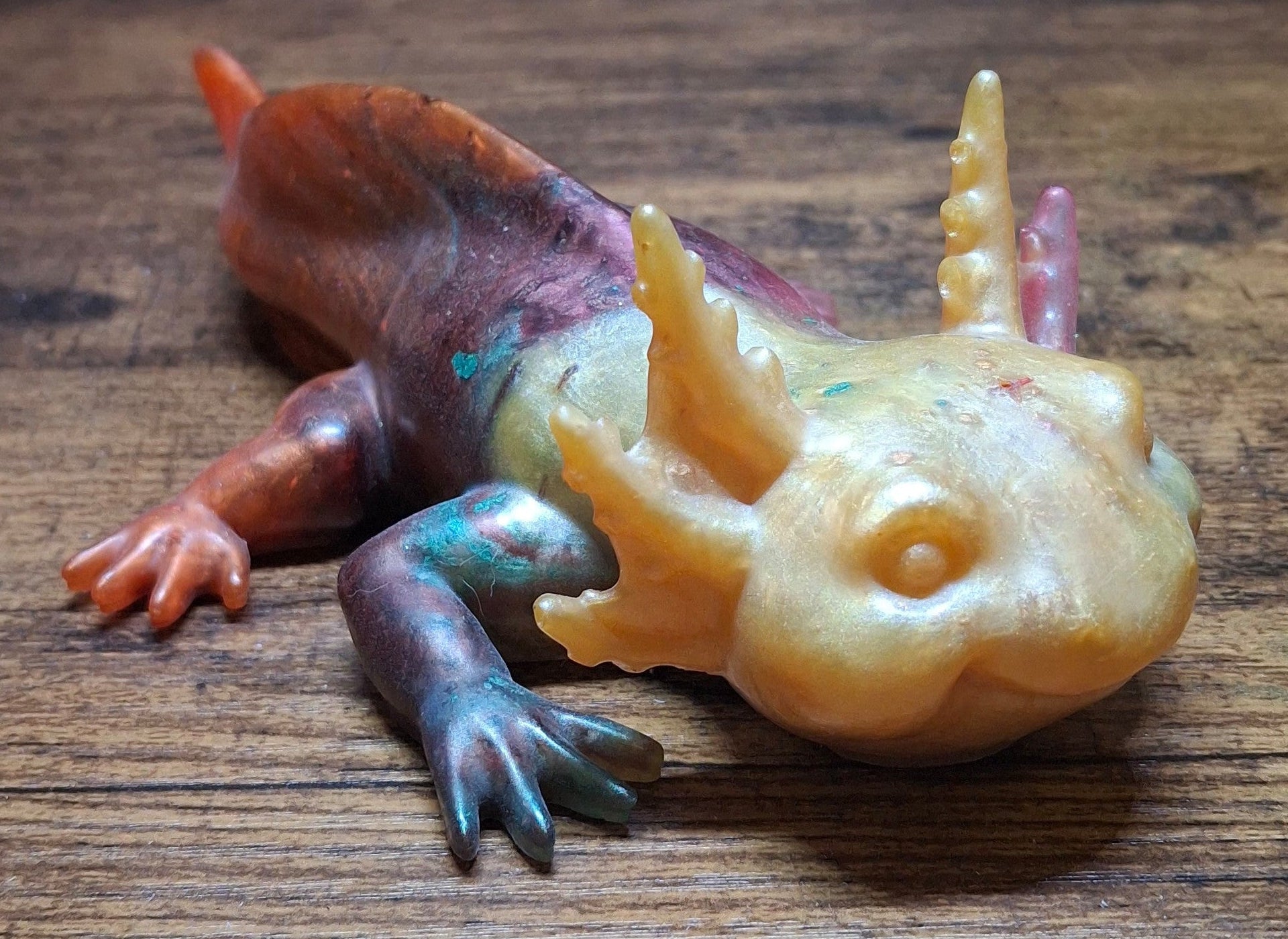 Gold, Pink & Green Axolotl