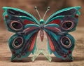 Painted Pink, Green, Purple & Blue Butterfly with Eye