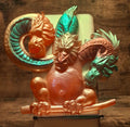 Orange, Blue, Red, Yellow & Gold Three-Headed Dragon
