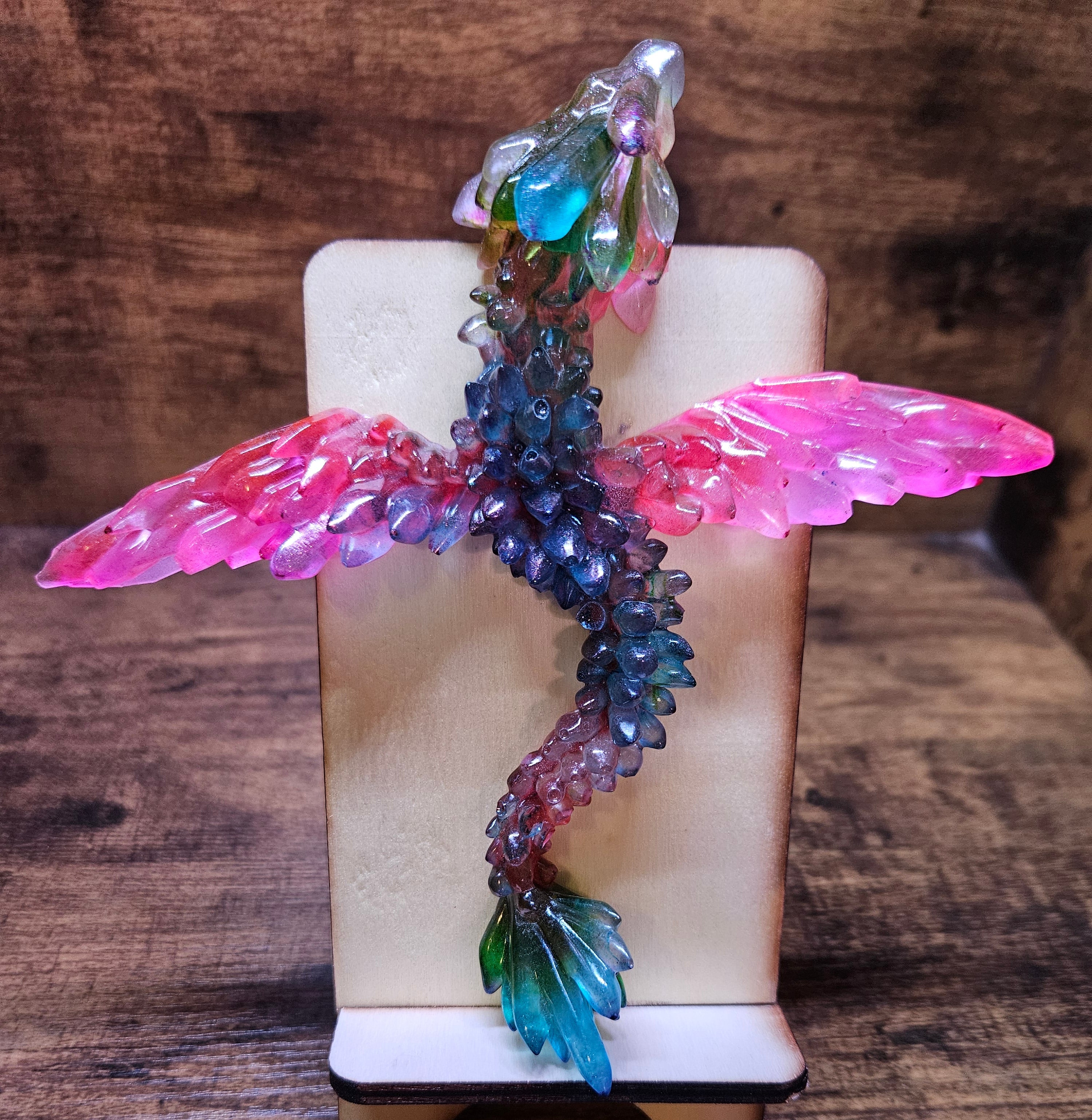 Pink Wings Gemstone Dragon – Blue, Green & Clear