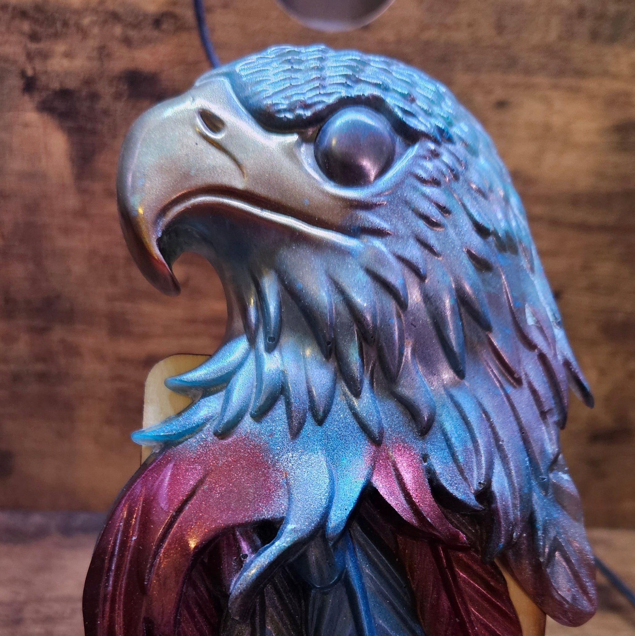 American Eagle Resin Wall Hanging — Light Blue, Red, Silver & Gold