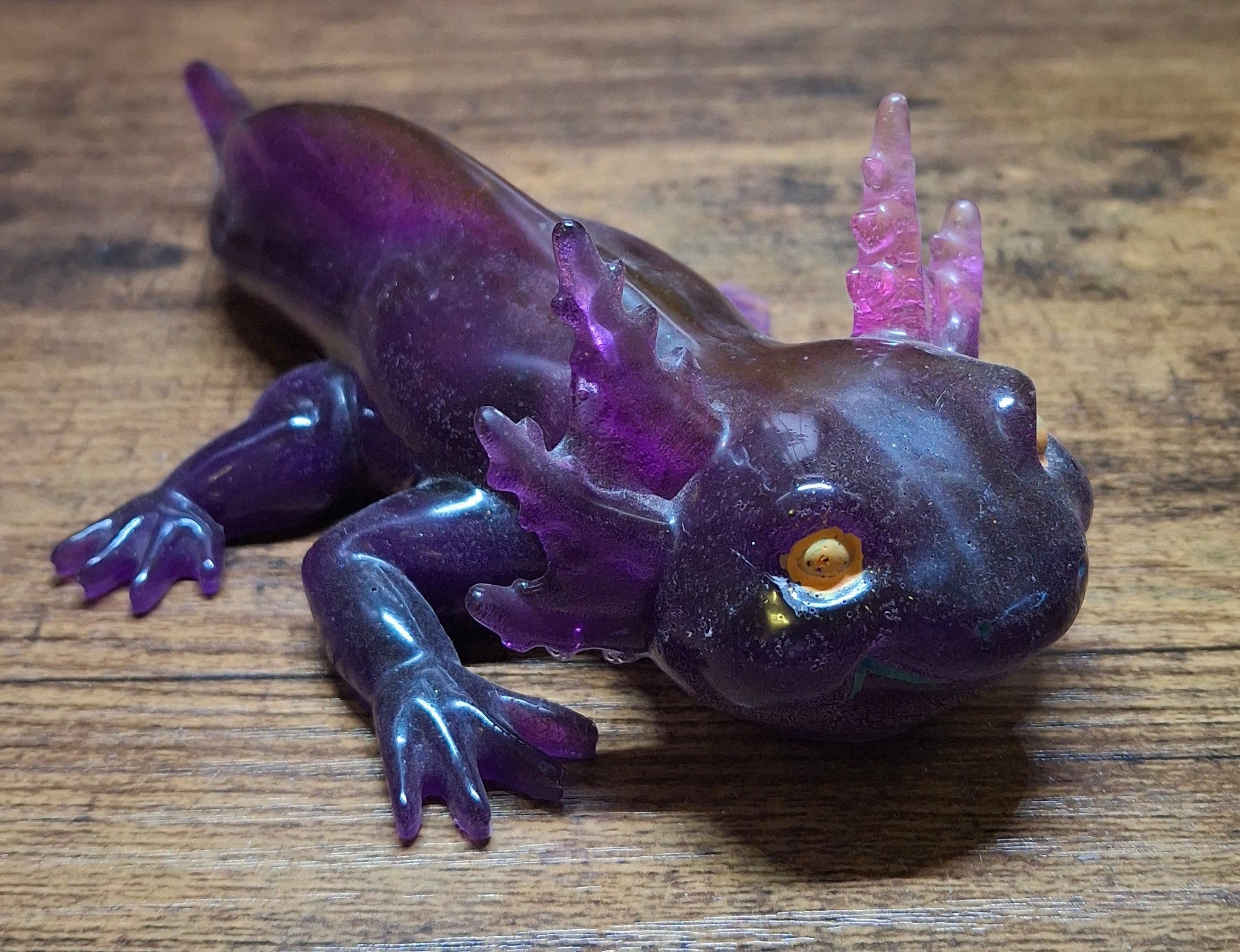 Purple Axolotl with Yellow Eyes