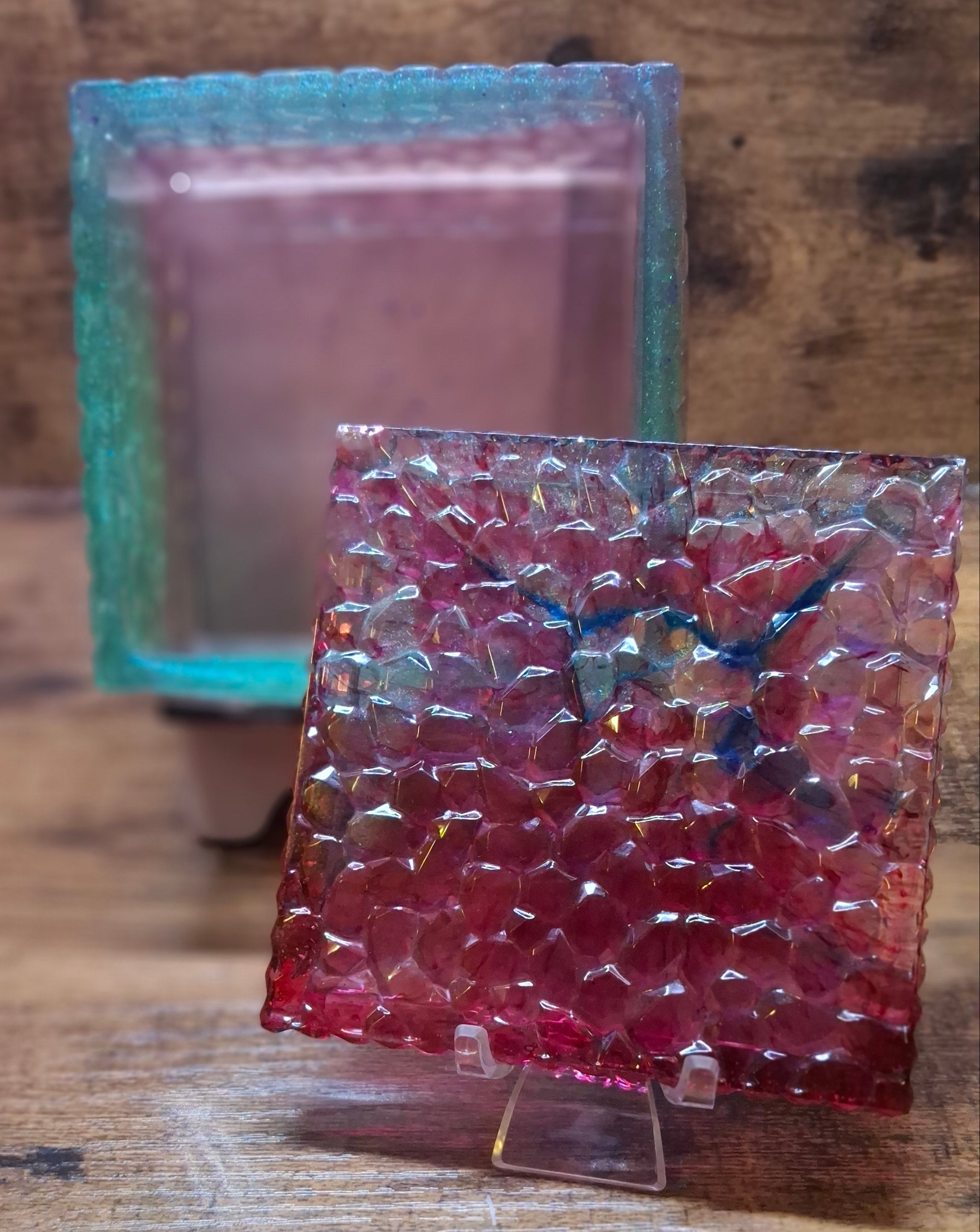 Green & Red Lid Square Trinket Storage Box