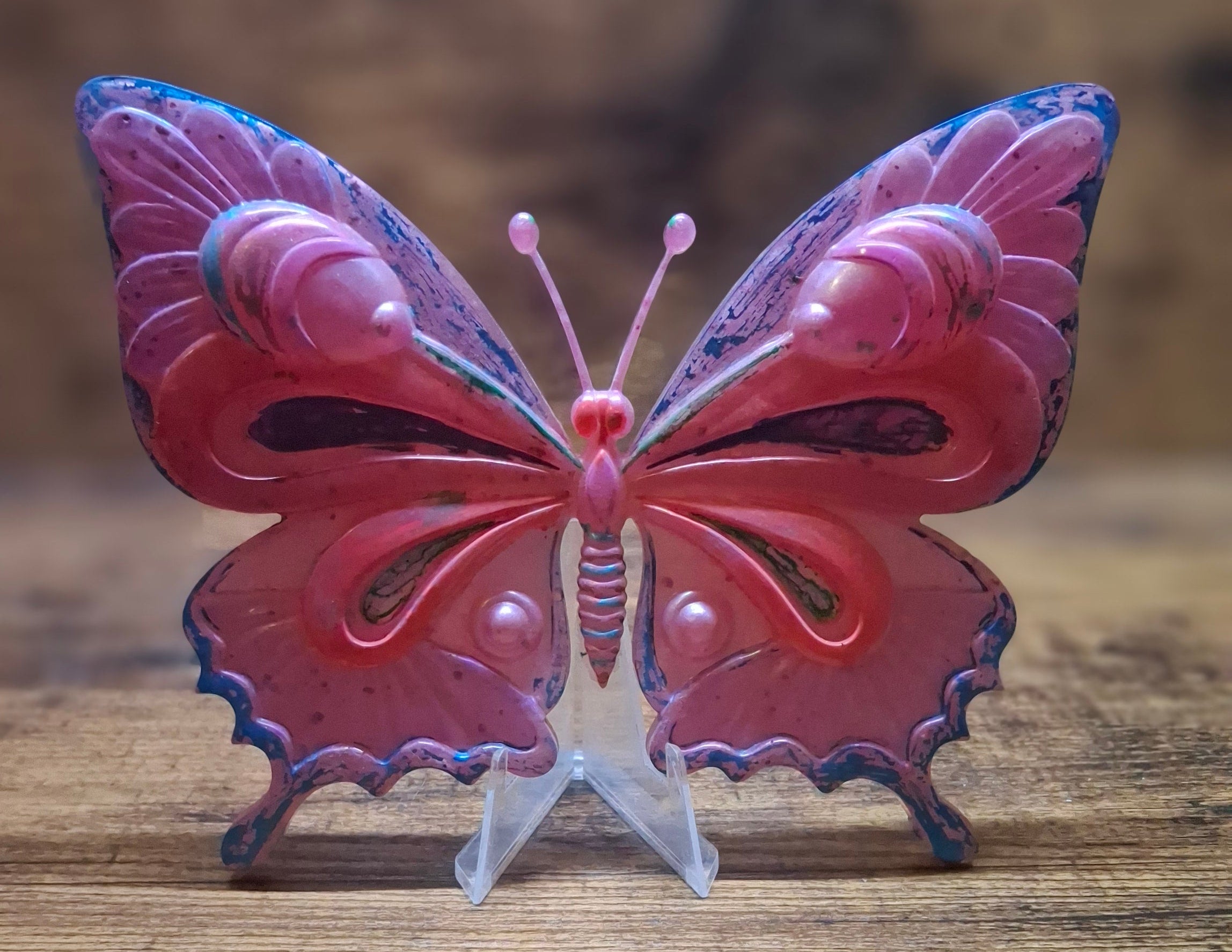 Painted Pink, Blue & Purple Wide Butterfly