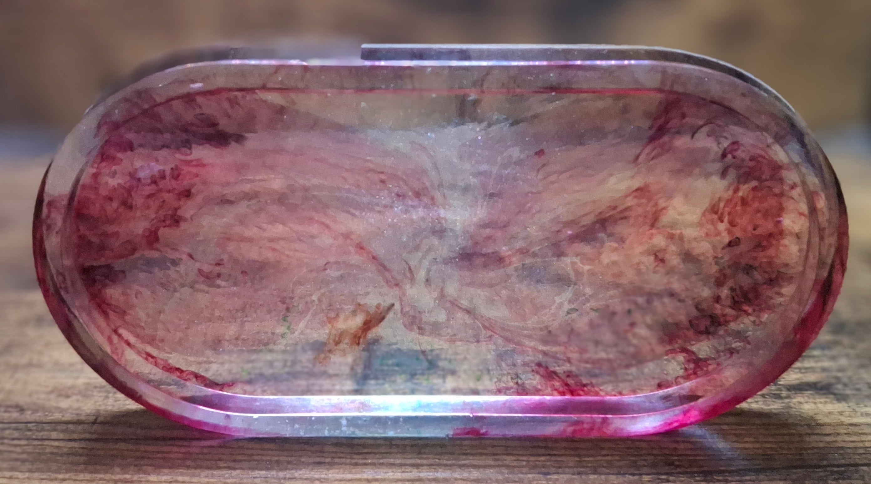 Light Red Swirl with Sparkles Oval Tray