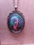 Deep Orange Swirl Resin Necklace — Purple, Blue & Green Accents — Handmade Jewelry