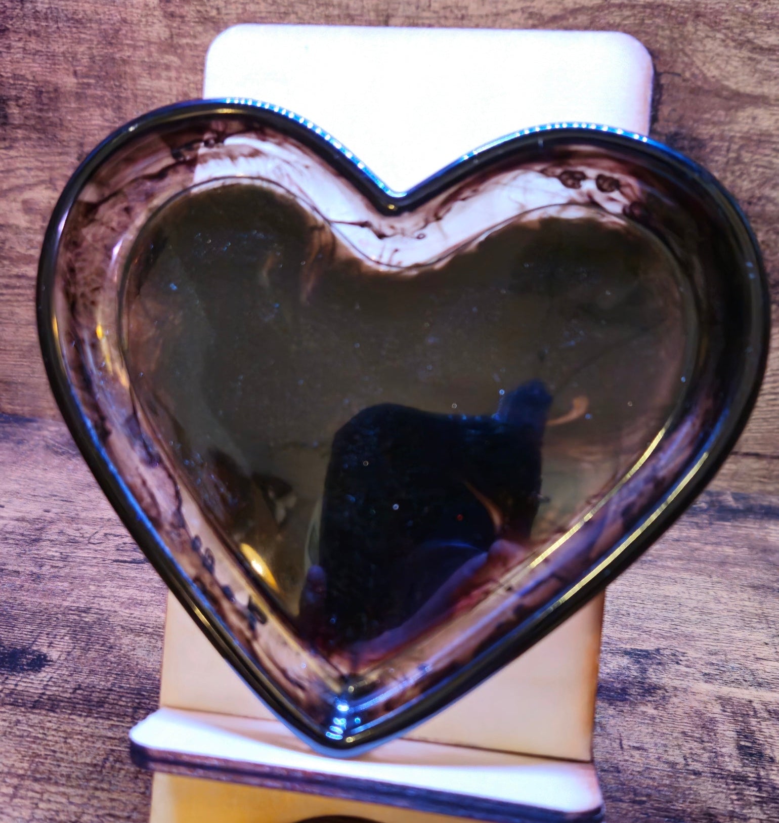 Black & Green Swirl Heart Tray