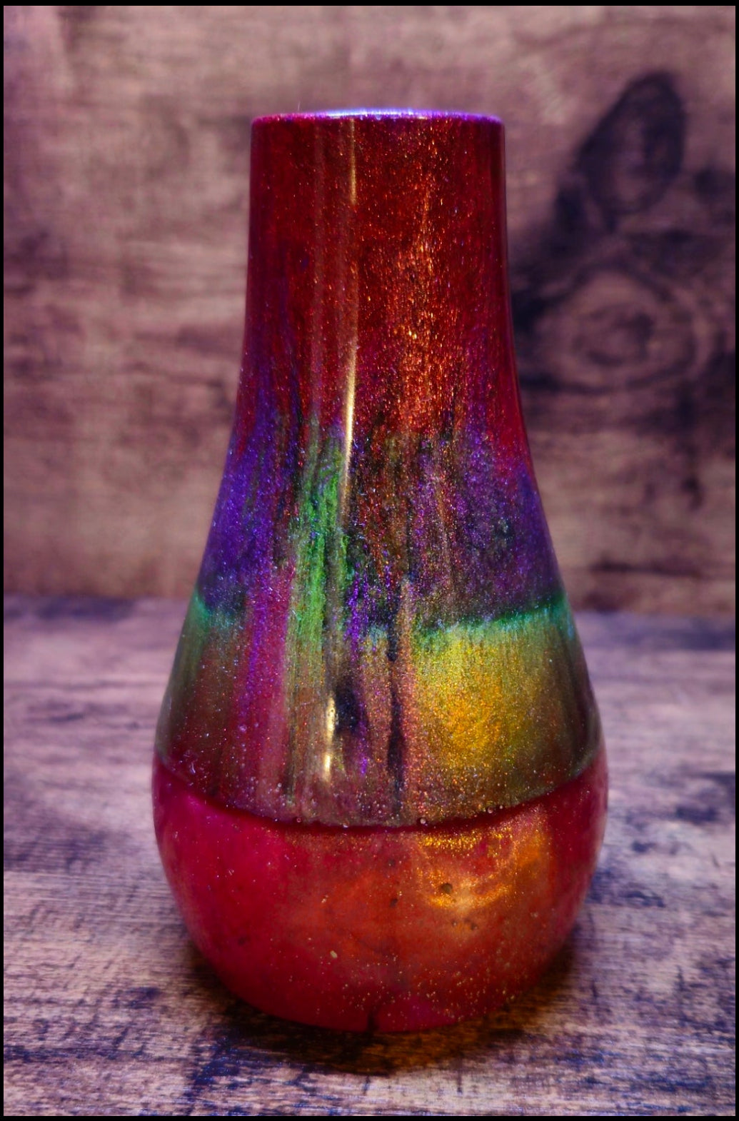 Pink, Green & Red Resin Vase