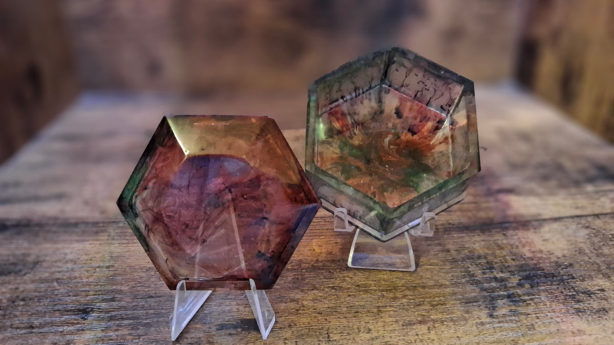 Deep Red, Green & Orange Hexagon Trinket Storage Box