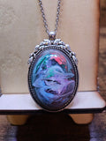 Saturn Swirl Resin Necklace — Orange, Purple, Green & Blue — Handmade Jewelry