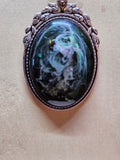 Dark Brown Swirl Resin Necklace — Light Pink, Purple & Green — Handmade Jewelry
